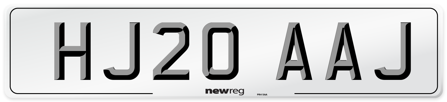 HJ20 AAJ Number Plate from New Reg